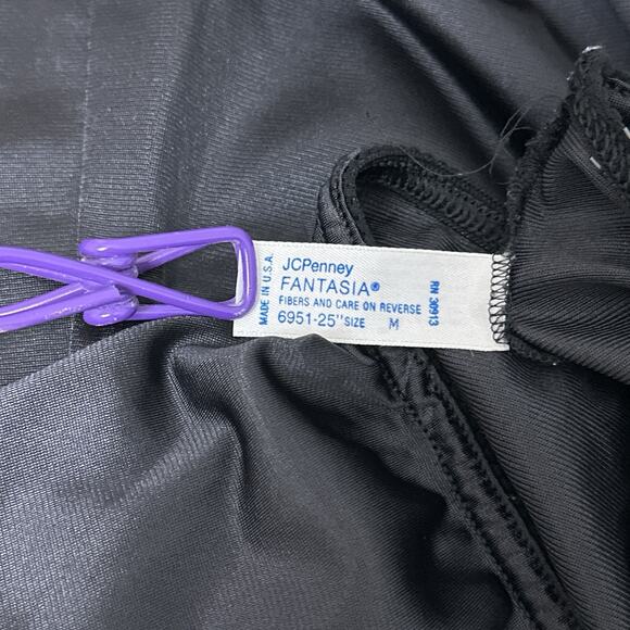 Vintage JCPenney Fantasia Half Slip Size Medium Black Slit Lace ILGWU Union USA - Picture 6 of 7
